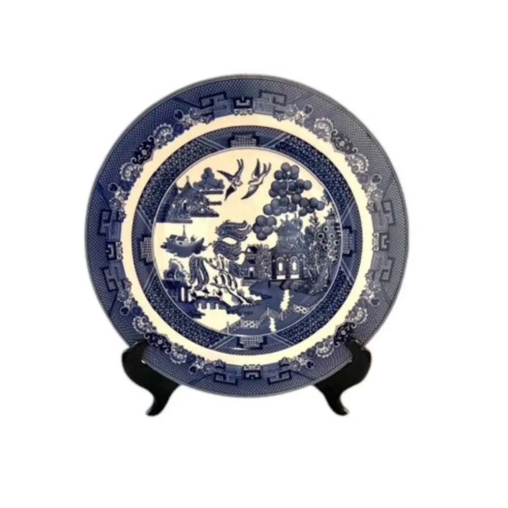 Johnson Bros Willow Blue Willow Dinner Plate England Blue White Transferware 10